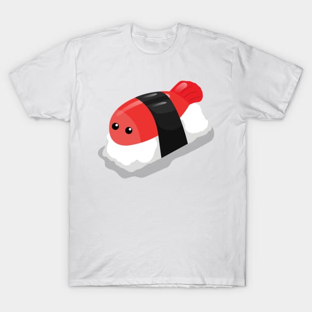 Cute Kawaii Shrimp Sushi T-Shirt by MajorCompany